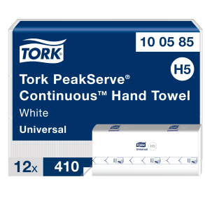Tork PeakServe Continuous Hndkldeark, H5, 1 lags, hvid (12 x 410 ark) - 100585
