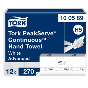 Tork PeakServe Continuous Hndkldeark, Hvide H5, Advanced, Komprimerede, 12 x 270 ark