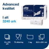 Tork PeakServe Continuous Hndkldeark, Hvide H5, Advanced, Komprimerede, 12 x 270 ark