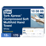 Tork Xpress Soft Multifold Hndkldeark Komprimerede, Hvide H2, Premium, 2-lags, M-fold, Large, 12 