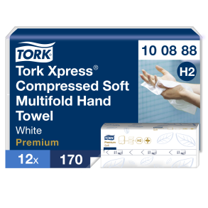 Tork Xpress Soft Multifold Hndkldeark Komprimerede, Hvide H2, Premium, 2-lags, M-fold, Large, 12 