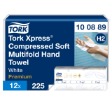 Tork Xpress Soft Multifold Hndkldeark Komprimerede, Hvide H2, Premium, Z-fold, 12 x 225 ark