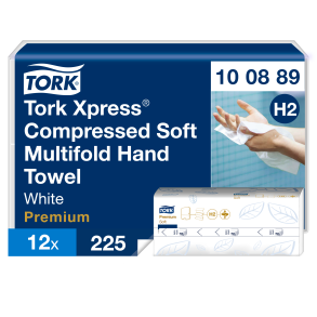 Tork Xpress Soft Multifold Hndkldeark Komprimerede, Hvide H2, Premium, Z-fold, 12 x 225 ark