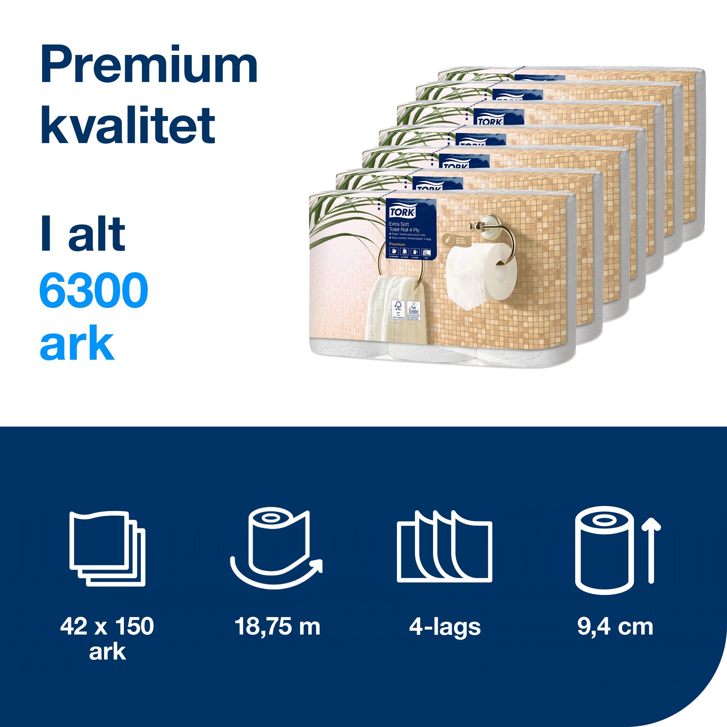 Tork T4 Extra Soft Premium Toiletpapir - 4-lags