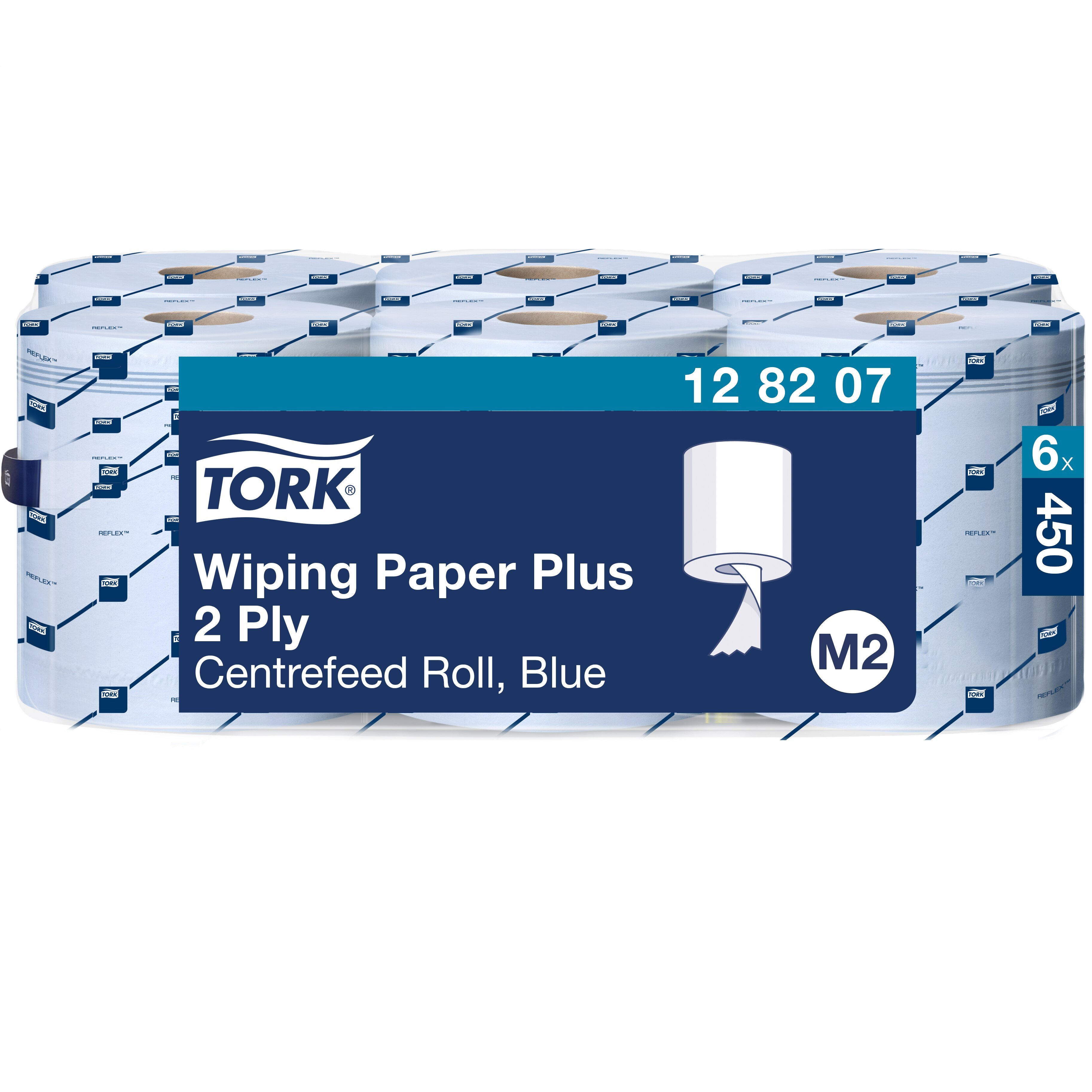 Tork Aftrringspapir Plus M2, Centerfeed rulle, bl (6 ruller)