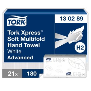 Tork Xpress Soft Multifold Hndkldeark, H2, 2 lags, Hvid (21 x 180 ark) - 130289