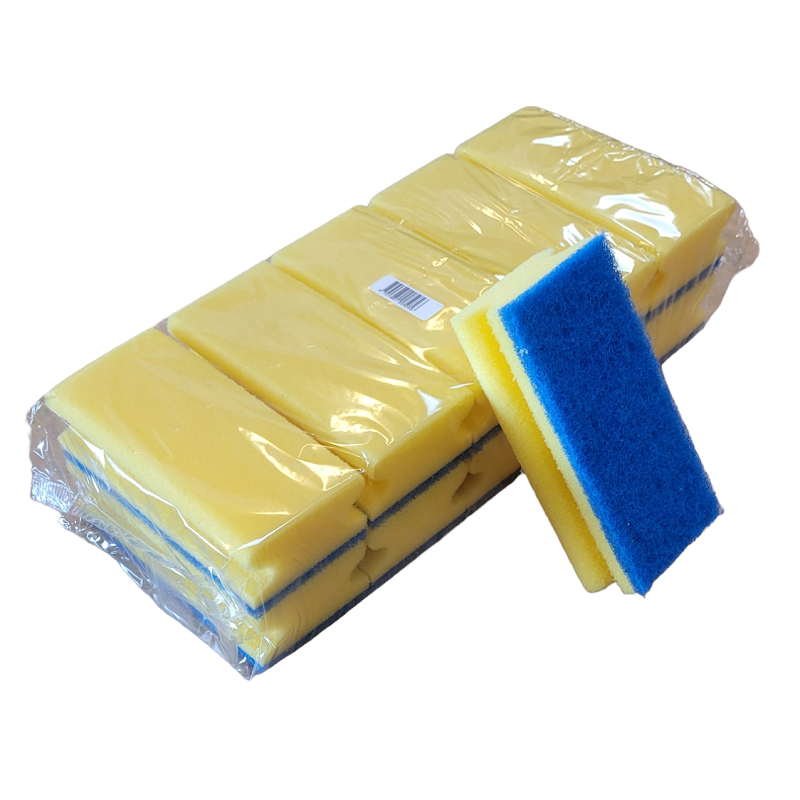 Skuresvamp gul m/ blå nylon