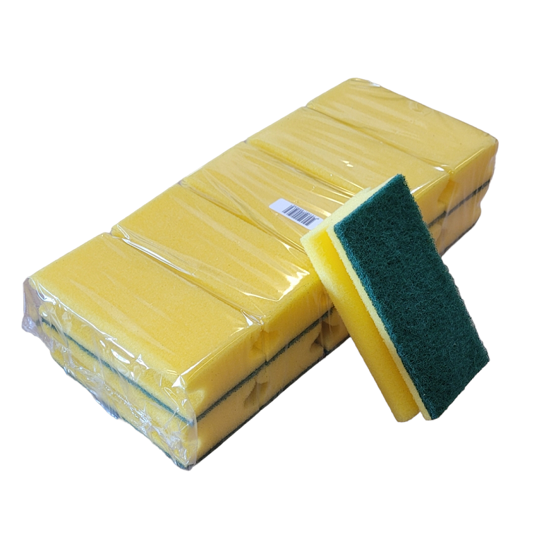 Skuresvamp gul m/ grøn nylon