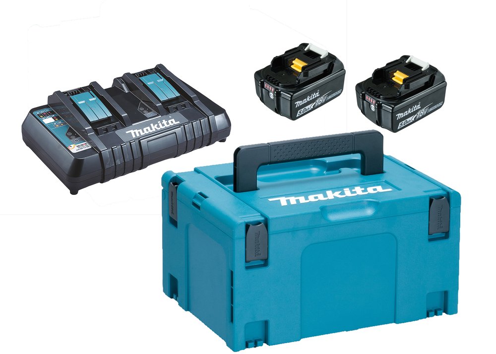 Makita Batteripakke - 2 stk. 5.0AH + 18V Dobbeltlader