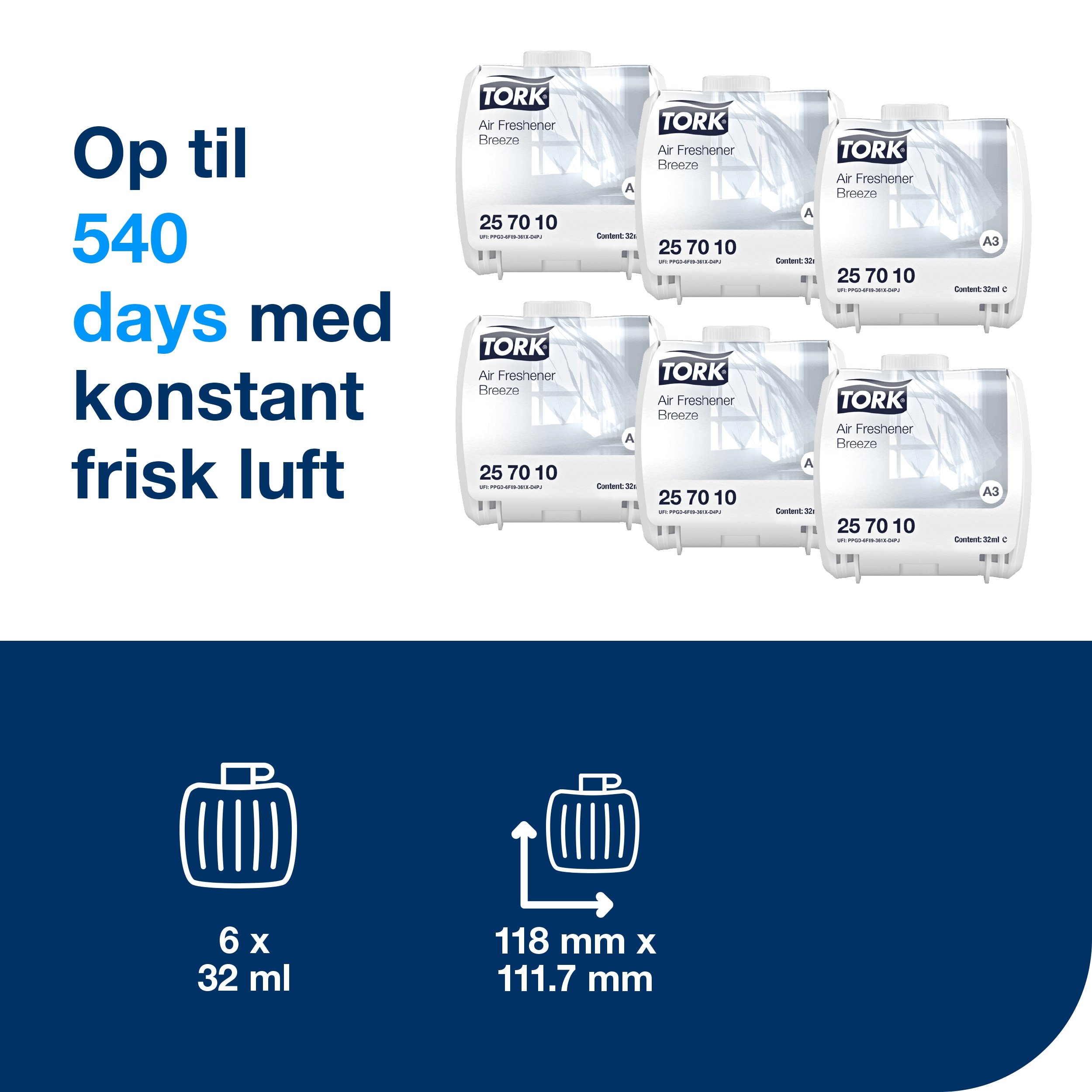 Tork Constant Airfreshener Refill, A3, Breeze duft, 32ml, 257010
