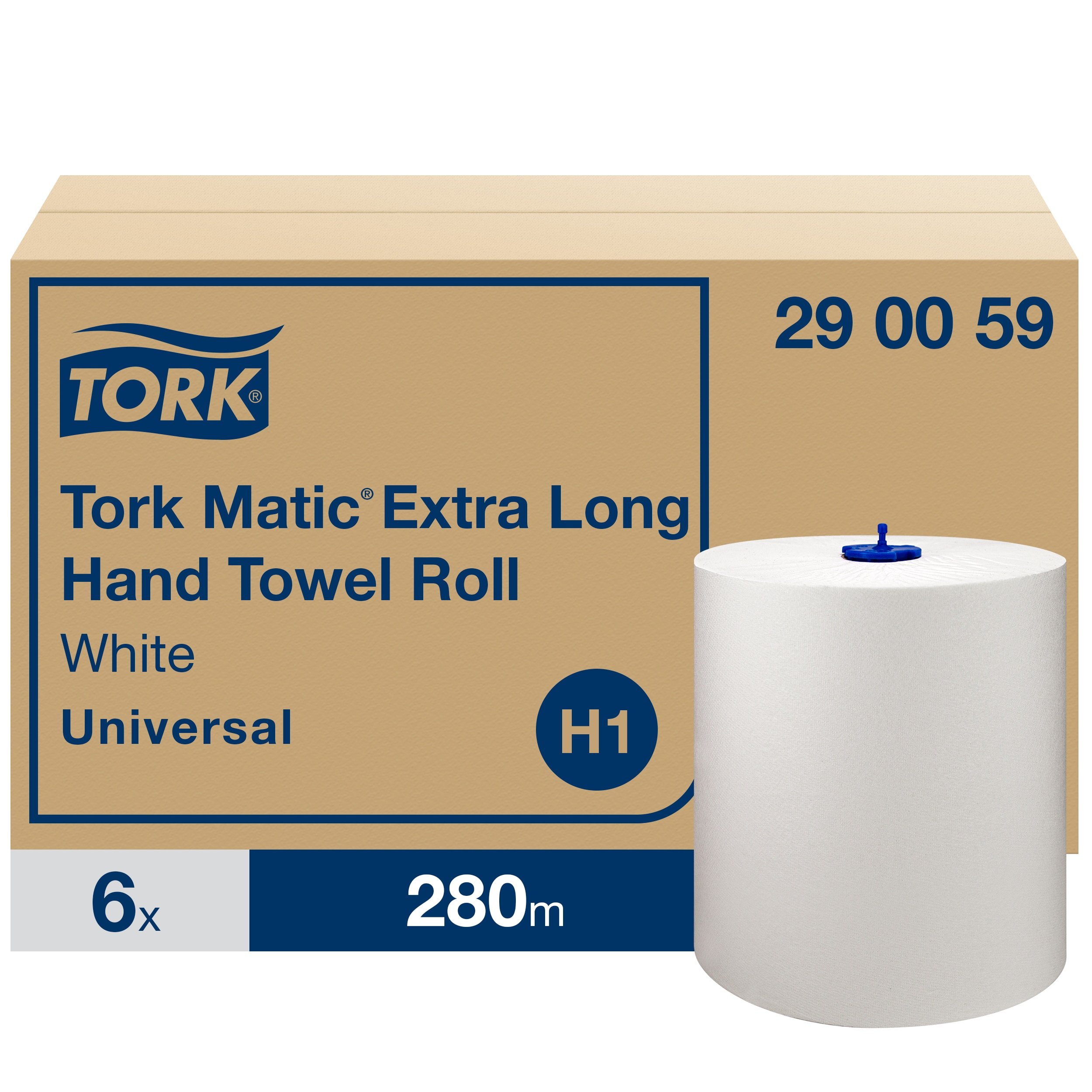 Tork Matic Extra Long hndkldeark p rulle, H1 - hvid (6 ruller) - 290059