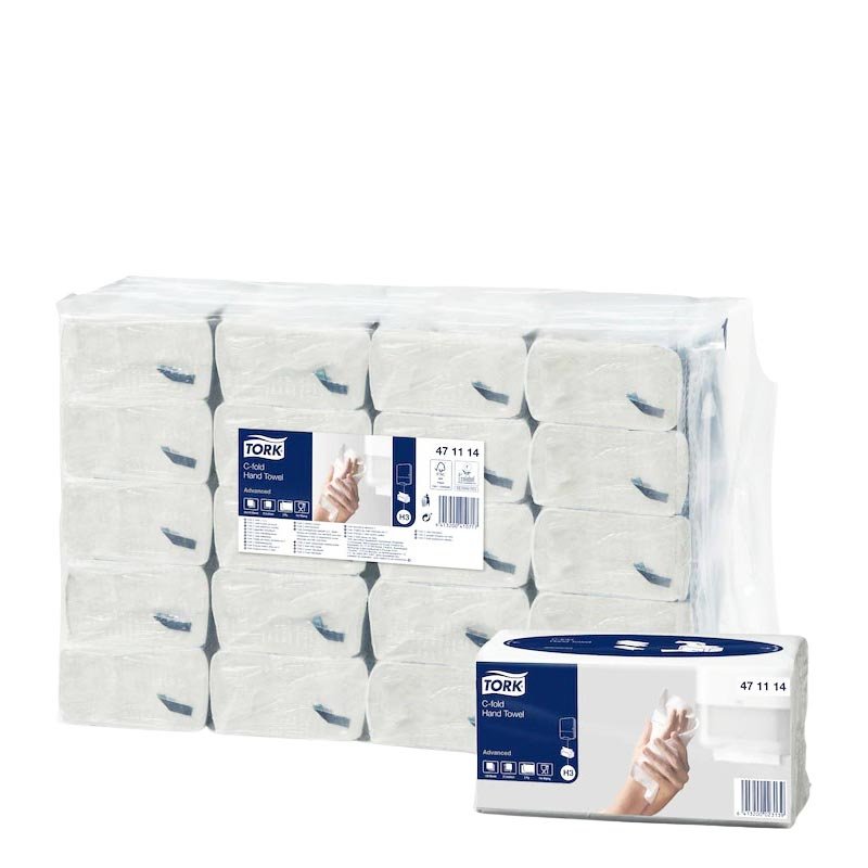 Tork  håndklædeark H3 c-fold 2-lags, hvid (20x120 ark) 471114
