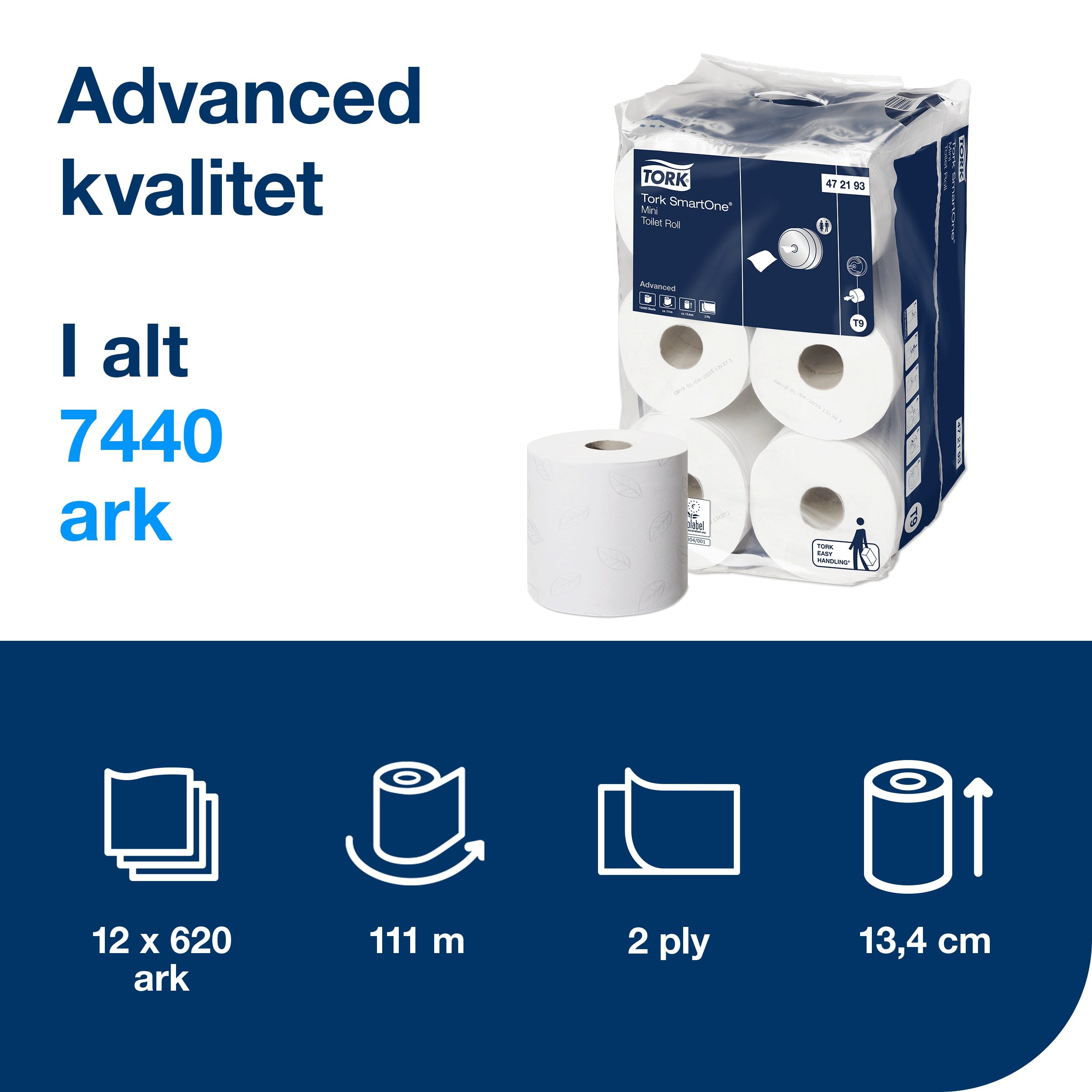 Tork Toiletpapir T9 Smart One,  (12 ruller) 472193
