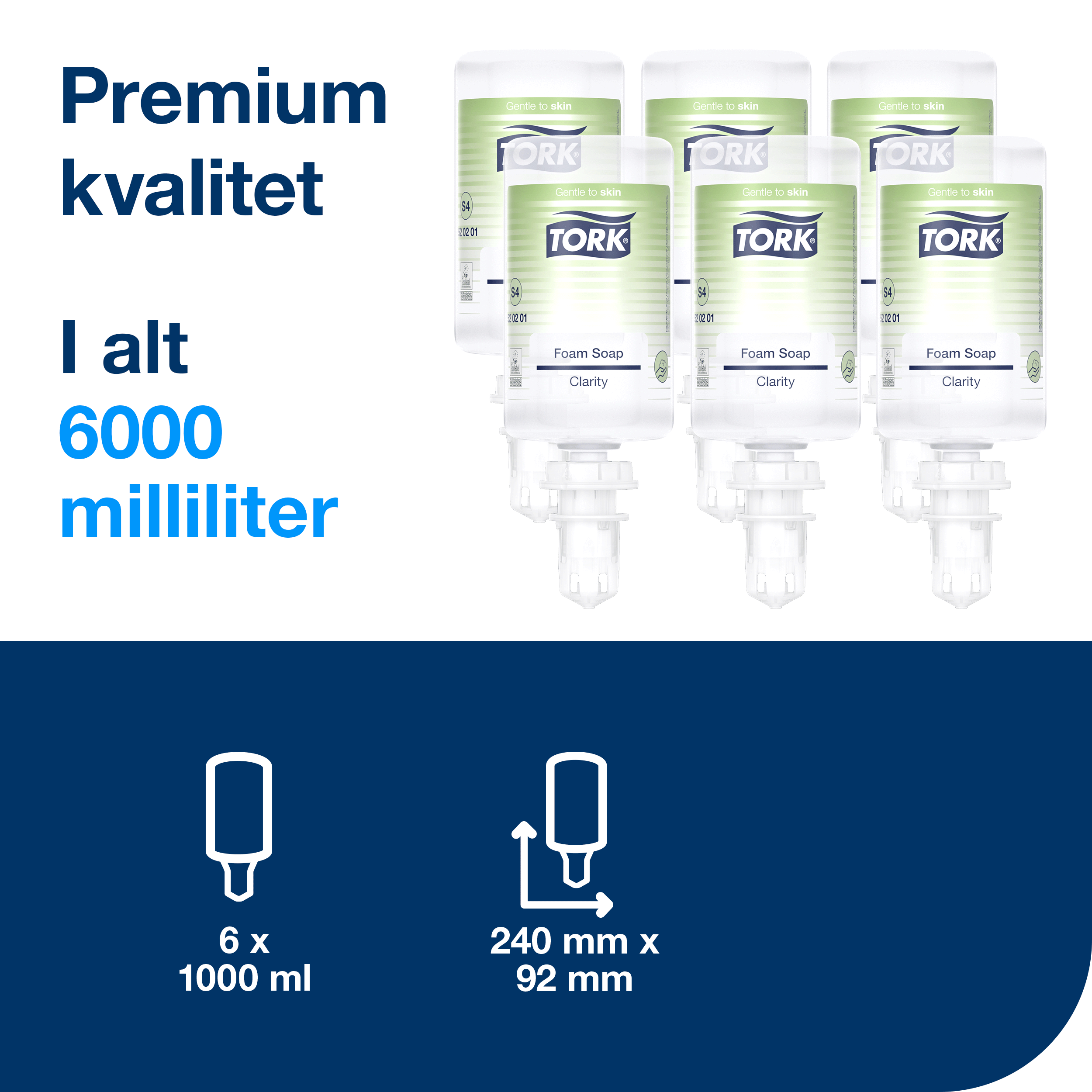 Tork S4 skumsbe, Clarity,  Uparfumeret, 6 x 1000ml, 520201