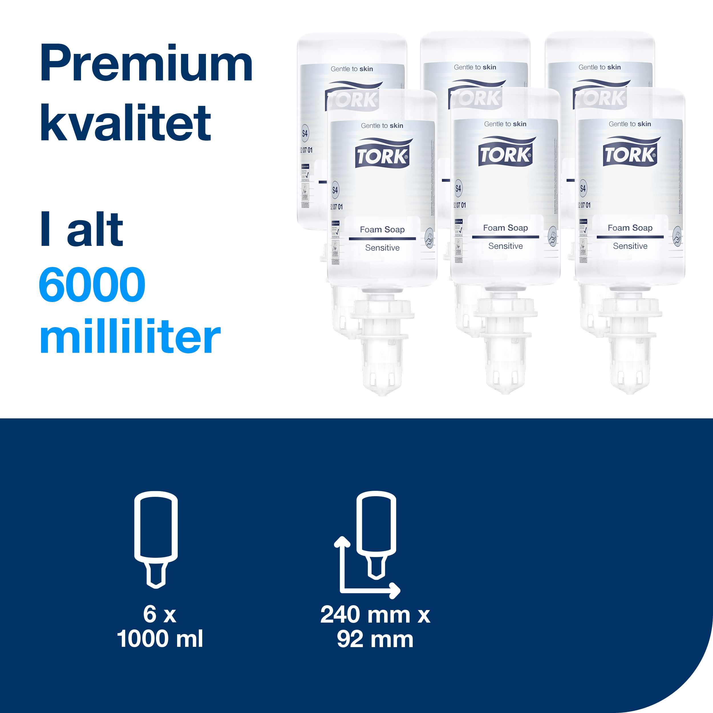 Tork Sensitiv Skumsbe S4, Dermatologisk testet, 1000ml - 520701