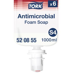 Tork Antimikrobiel Skumsbe Transparent S4, Forseglet refill, 6 x 1000ml, 520855
