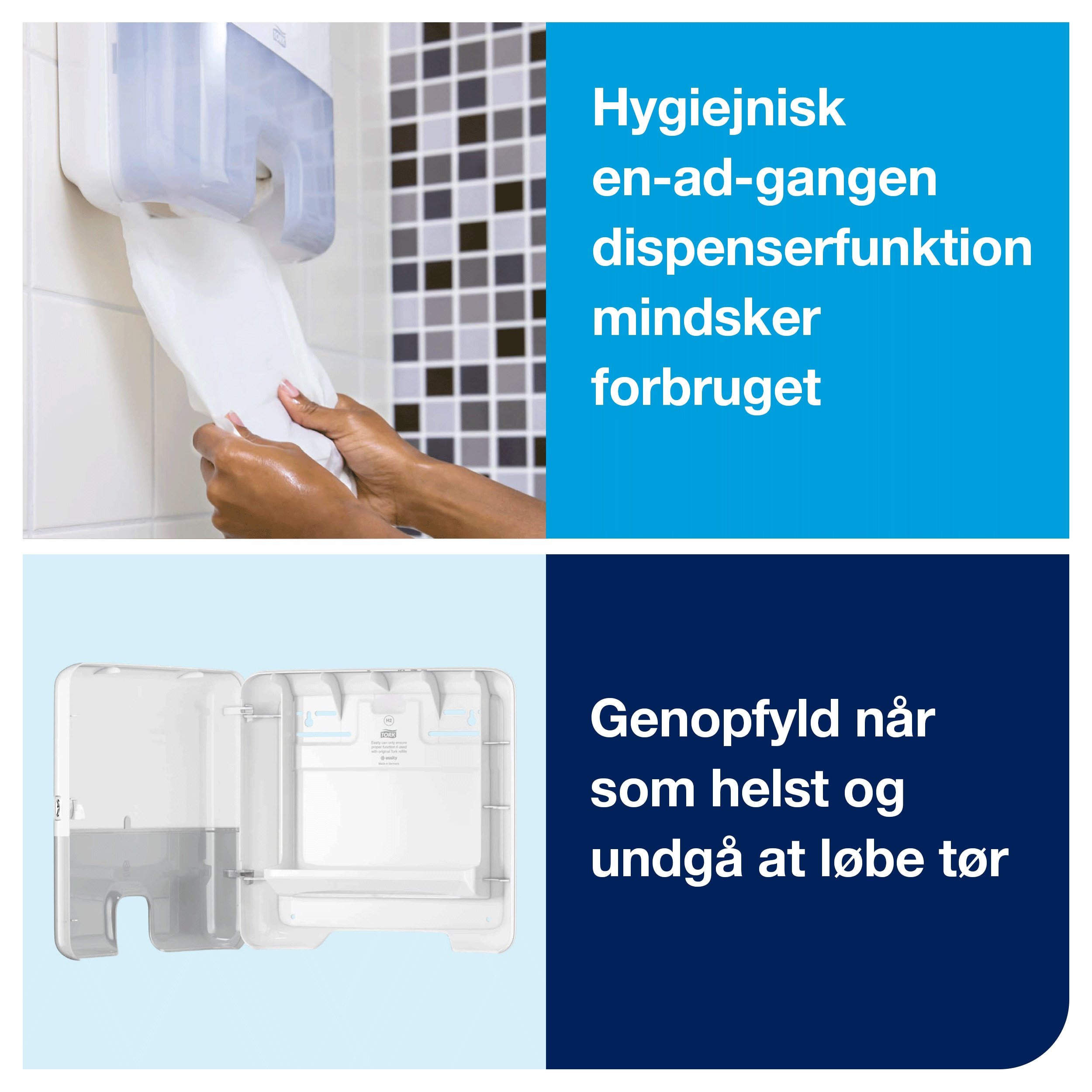 Tork dispenser hndark. H2, mini, Hvid - 552100