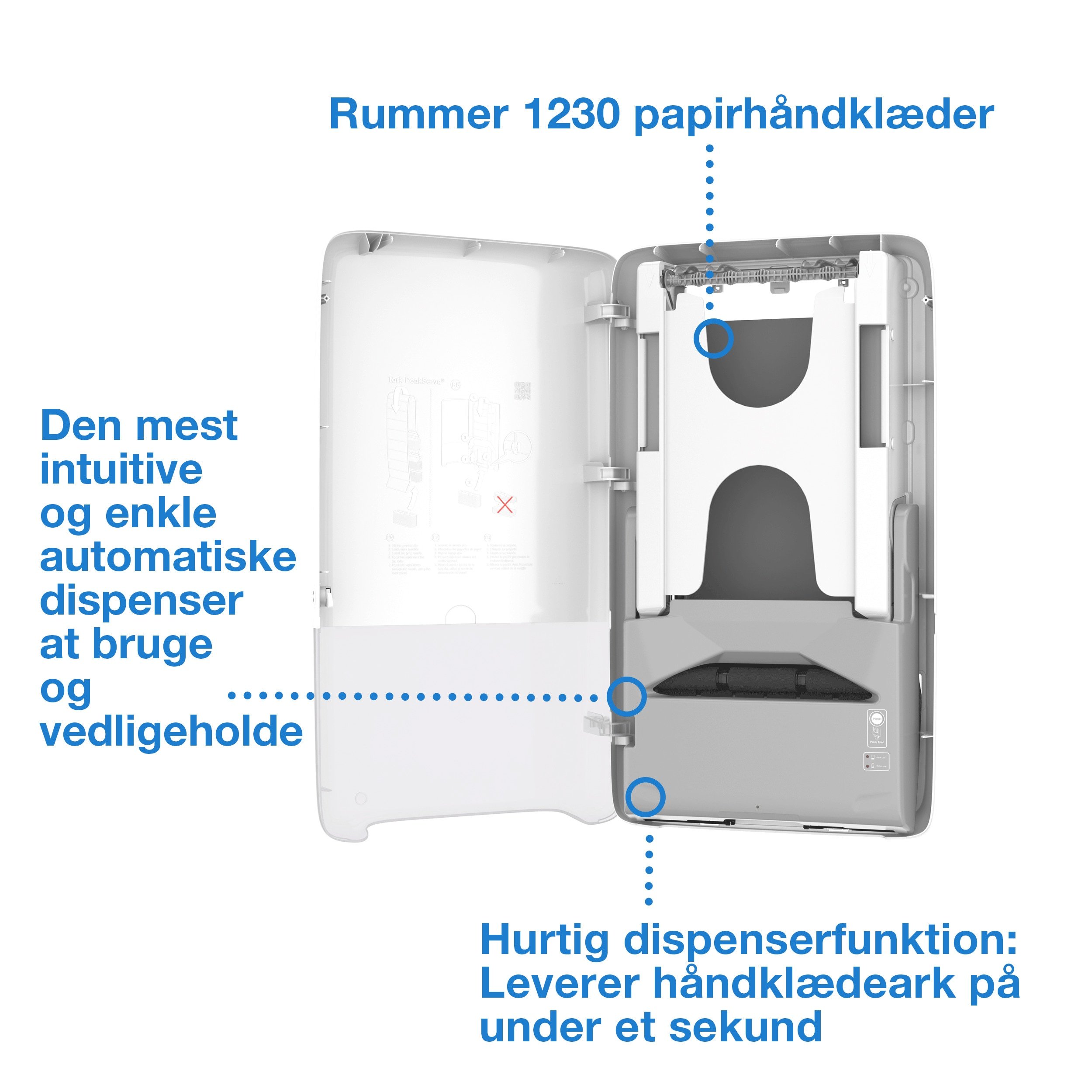 Tork H5 PeakServe Continuous Automatisk Dispenser til Hndservietter, Hj Kapacitet, Hvid