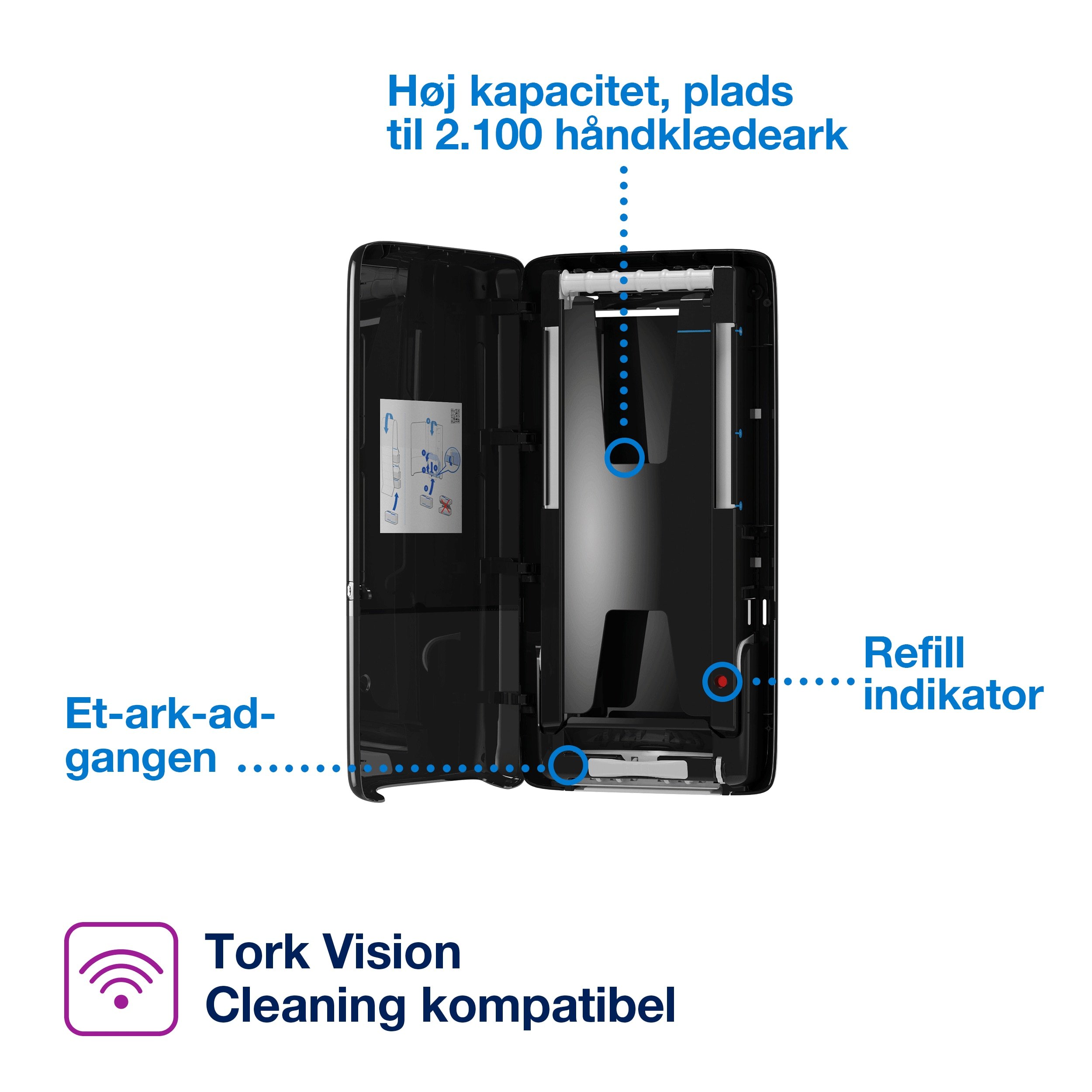 Tork H5 PeakServe Dispenser Continuous Hndkldeark, Elevation Serien, Sort