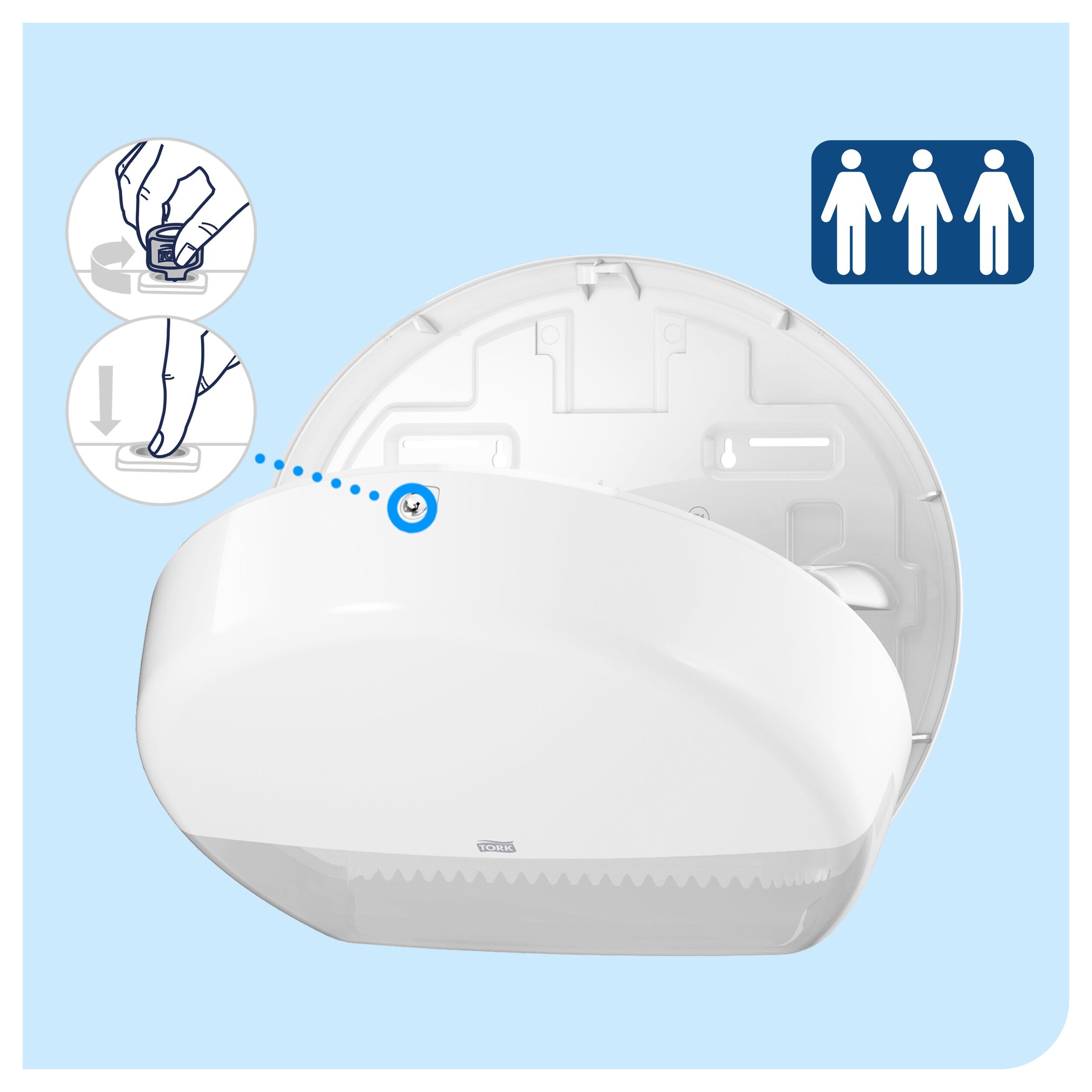 Tork dispenser, jumbo Maxi toiletruller, T1, Hvid plast - 554000
