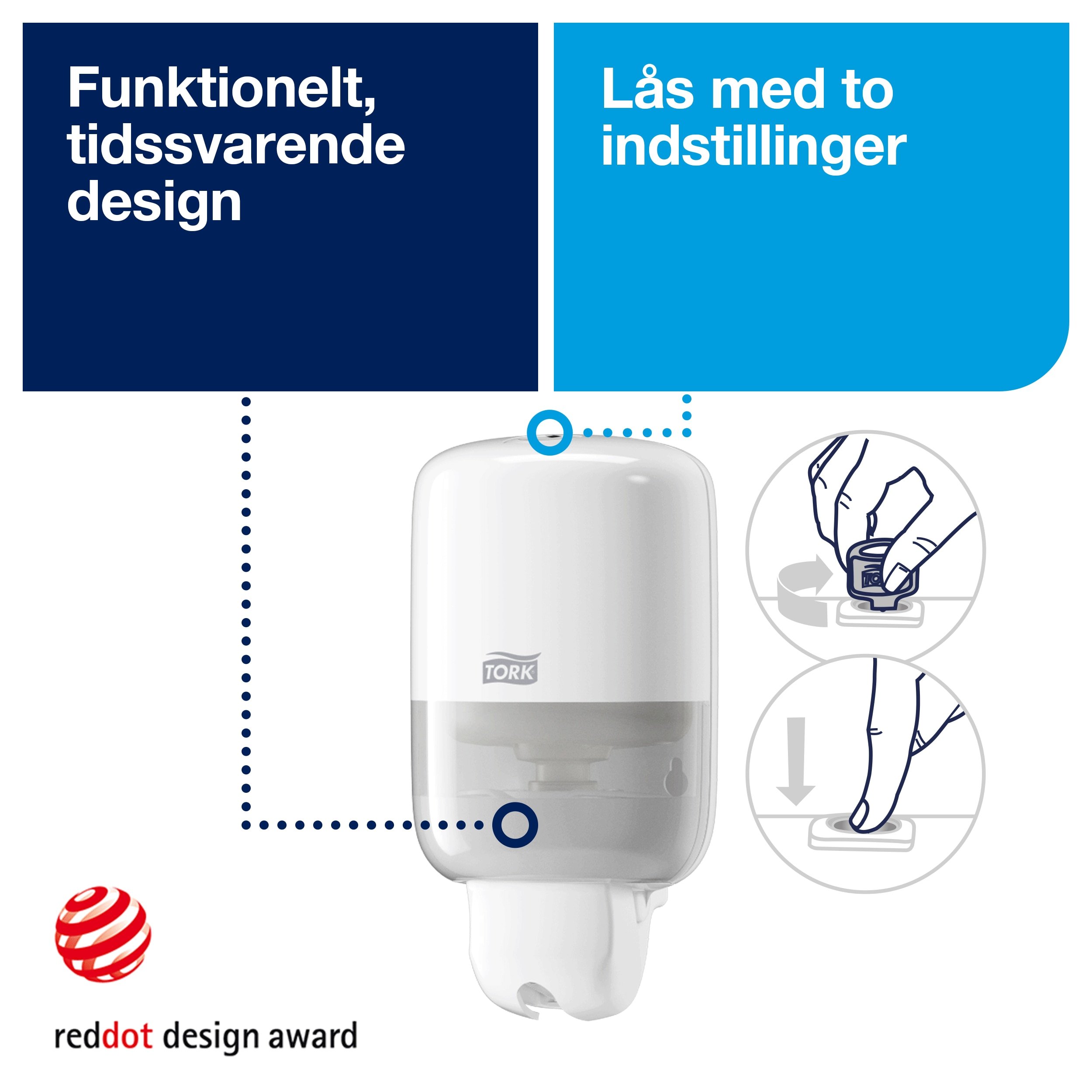 Tork mini sbe dispenser, Manuel - S2, Hvid - 561000