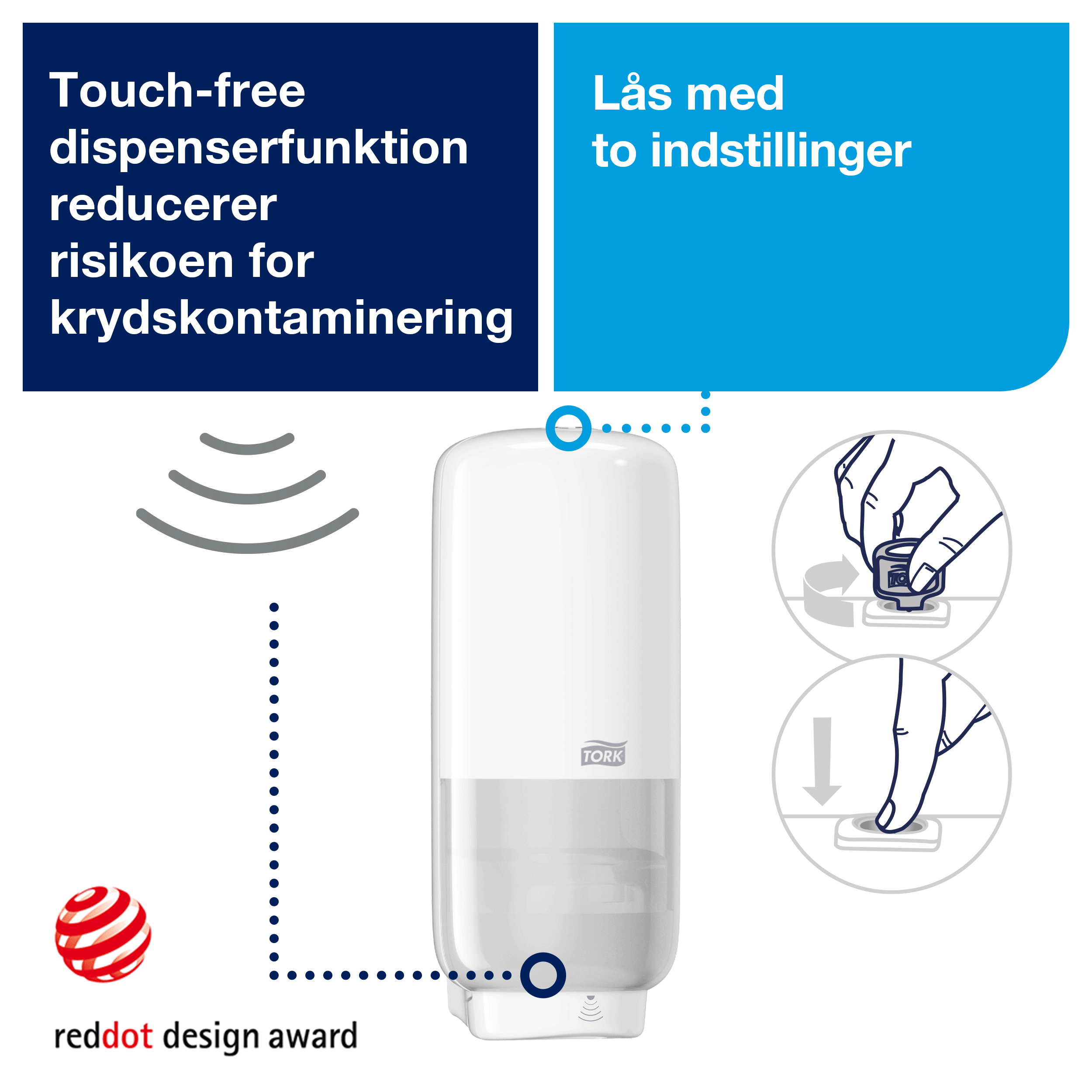 Tork skum dispenser, S4 Touch free - Hvid - 561600