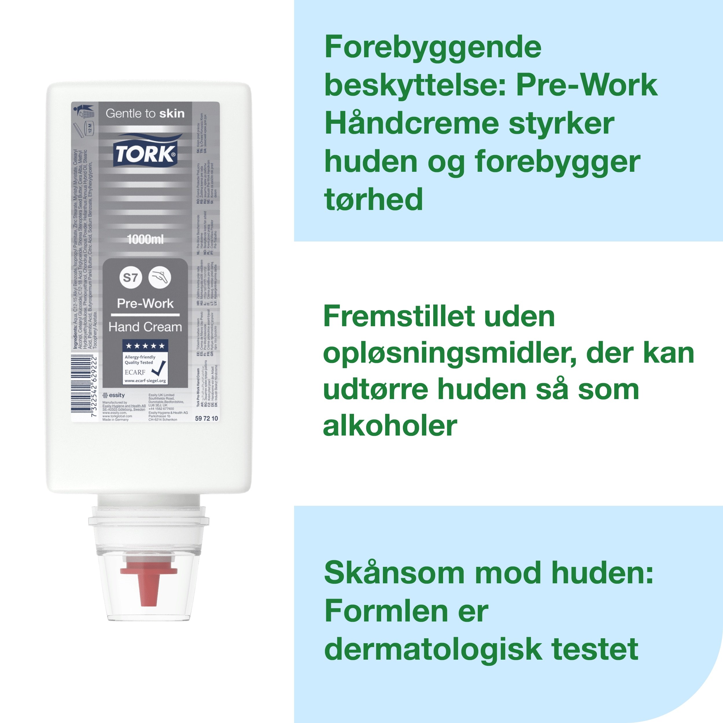 Tork Industri Pre-Work H�ndcreme S7, Sk�nsom mod Huden, 6 x 1000 ml, 597210