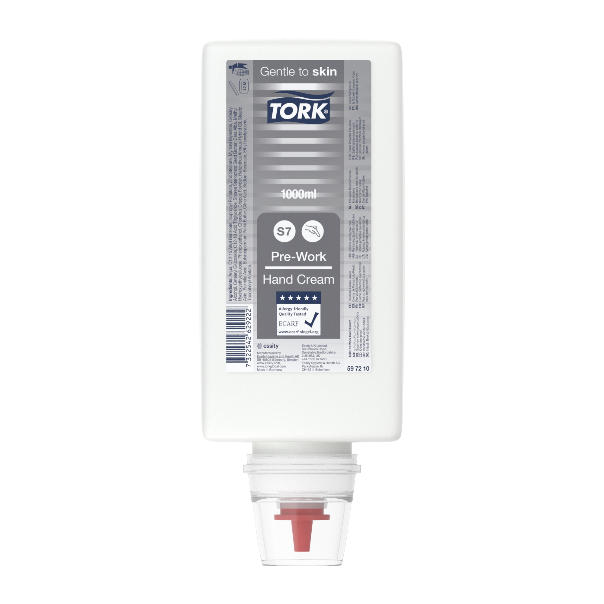 Tork Industri Pre-Work H�ndcreme S7, Sk�nsom mod Huden, 6 x 1000 ml, 597210