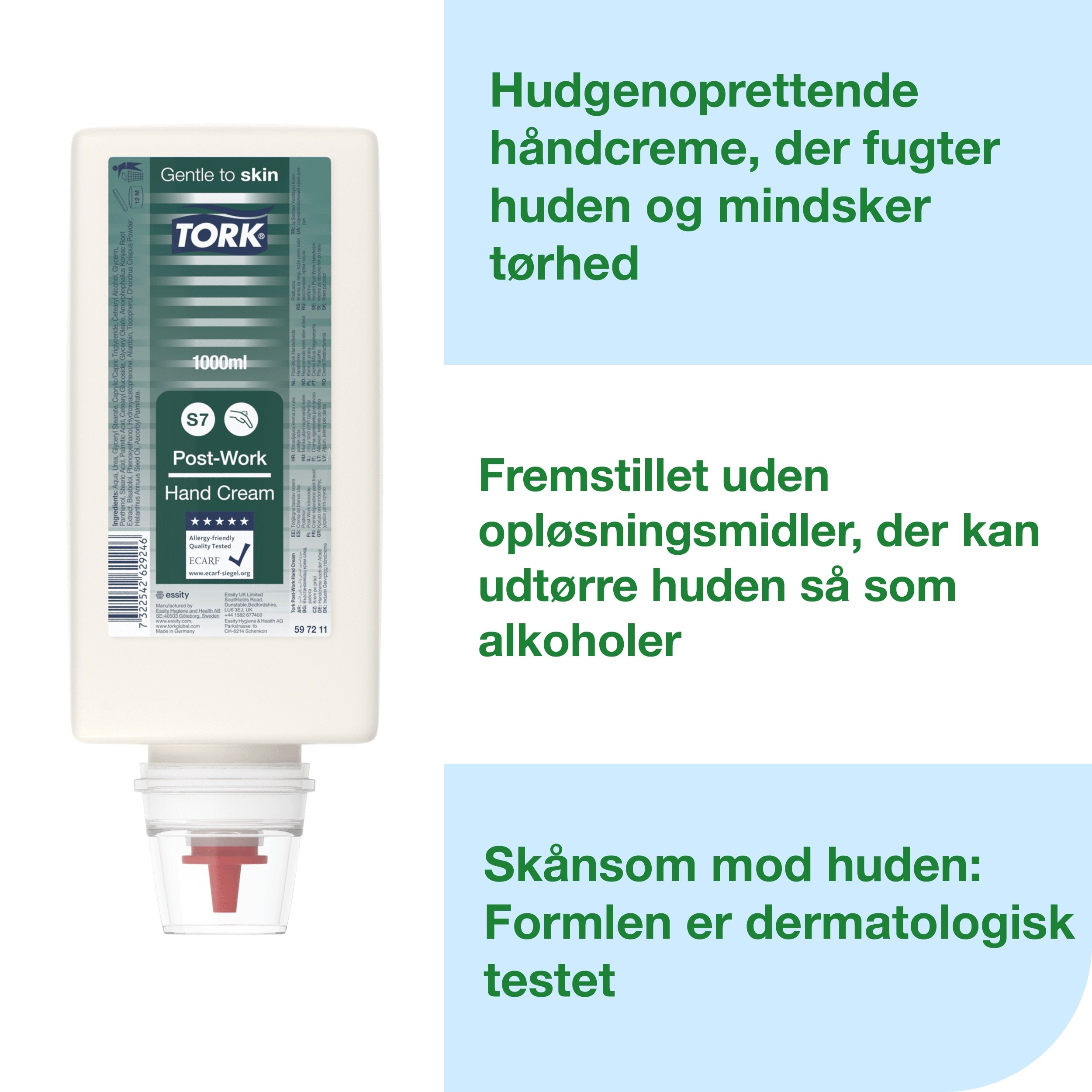 Tork Industri Post-Work H�ndcreme S7, Sk�nsom mod Huden, 6 x 1000 ml, 597211