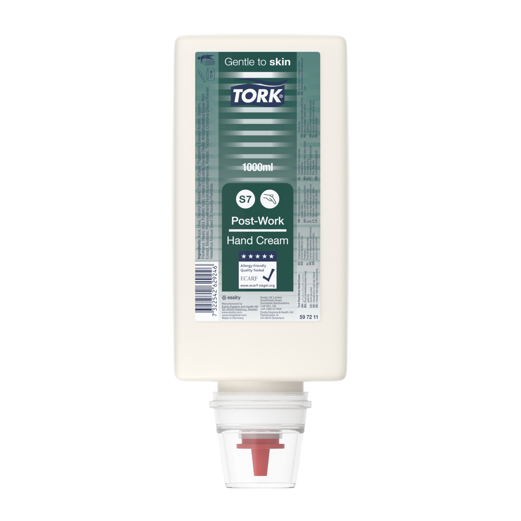 Tork Industri Post-Work H�ndcreme S7, Sk�nsom mod Huden, 6 x 1000 ml, 597211