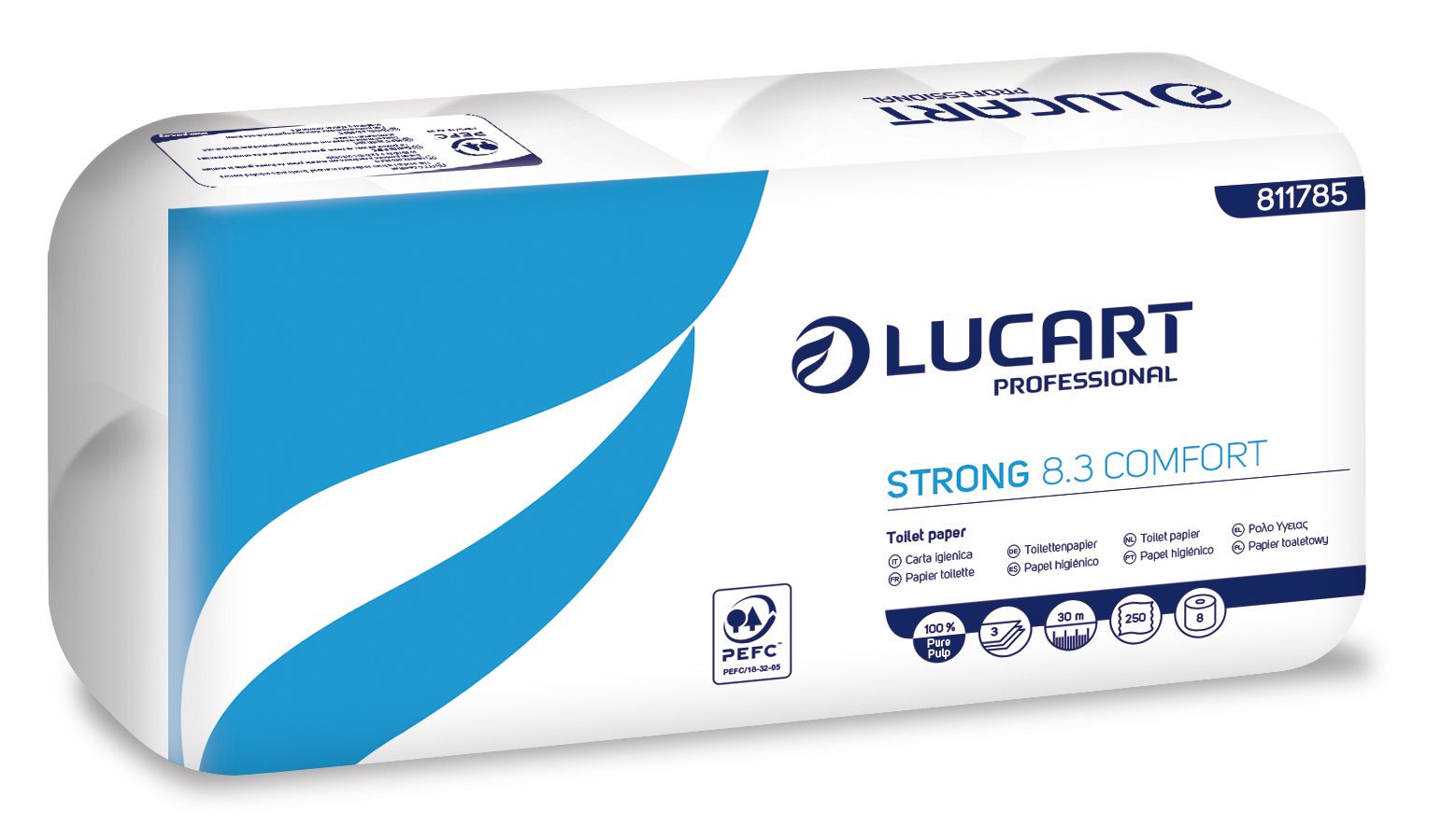 Lucart Toiletpapir Strong ELITE, L30mxB12xH9.5cm, 3-lag Nyfiber Hvid, 72 rl. (811785U)