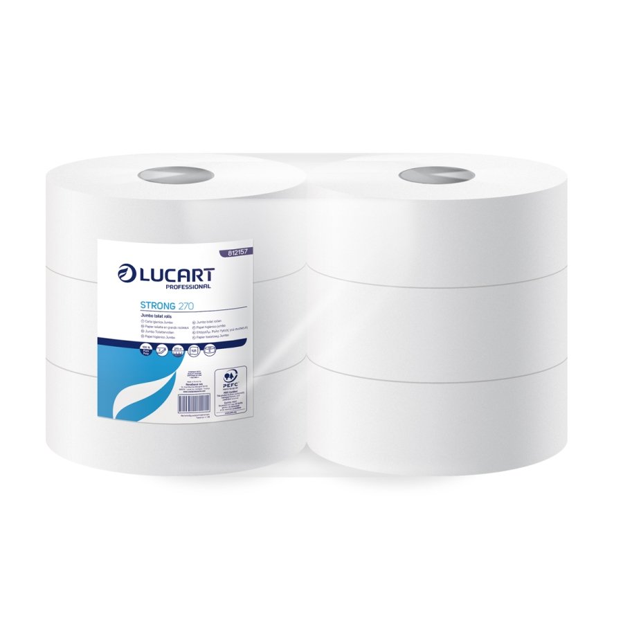 Lucart Toiletpapir Maxi Jumbo, L270mx�245mm, 2-lag Nyfiber Hvid, 6 rl. (812157)