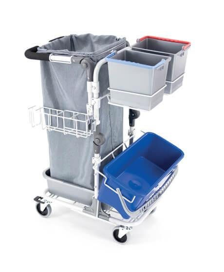 DIT Eco Basic kompakt rengringsvogn med 2 spande, moppeboks, affaldsstativ - F03