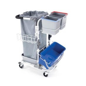 DIT Eco Basic kompakt rengringsvogn med 2 spande, moppeboks, affaldsstativ - F03