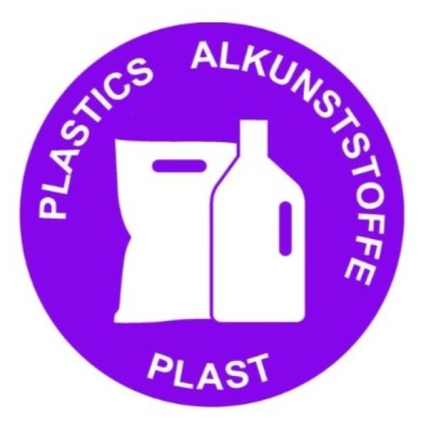 Piktogram PLAST - Rund - 3 sprog