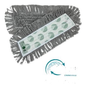 Microfibermoppe -  High Performens moppe med frynser - velcro, 40cm. gr� - Svanem�rket