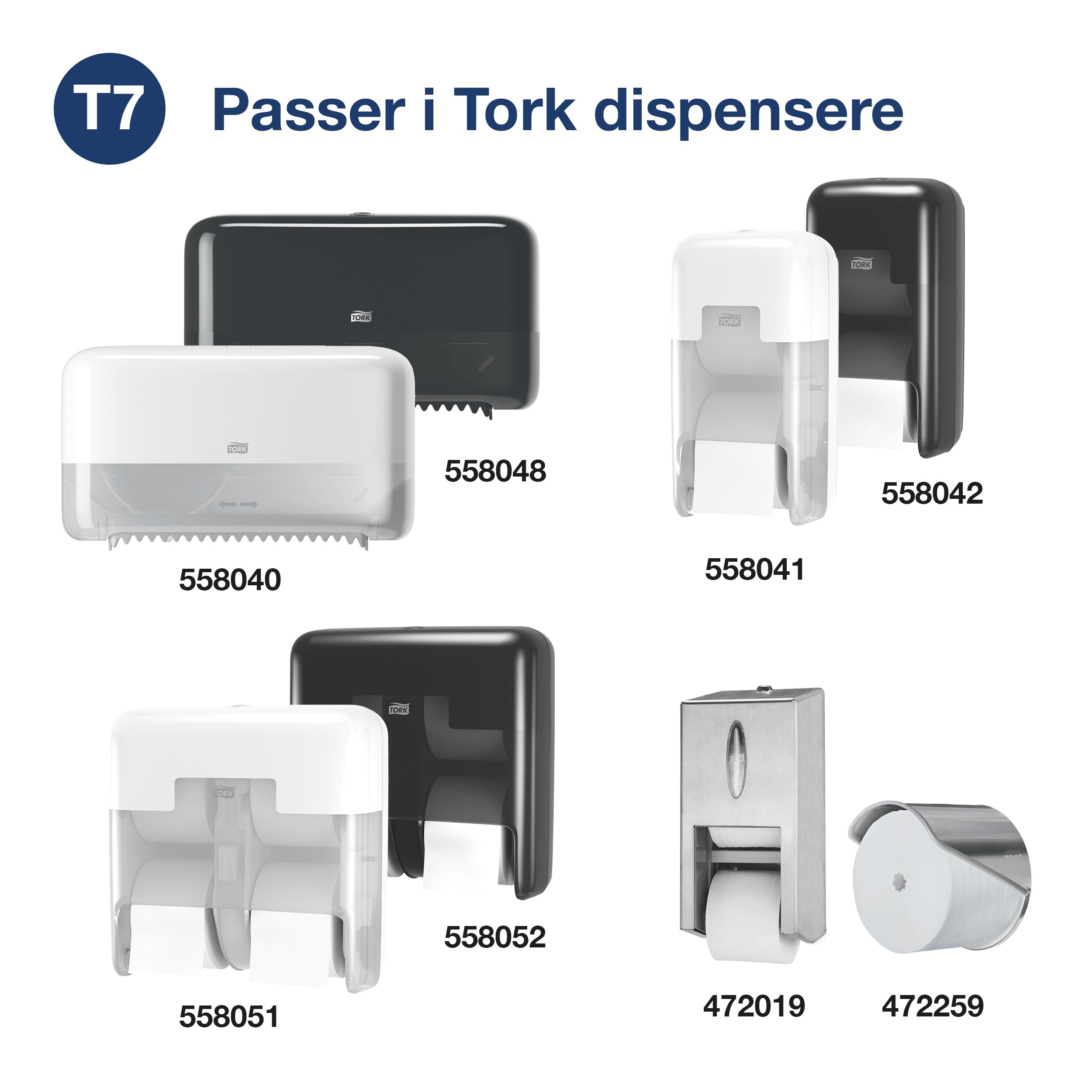 TORK Toiletpapir T7 2-lag 94,3m 24 rl u. hylse (Compact) - 472630