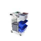 DIT Eco Basic kompakt rengringsvogn med 2 spande, moppeboks, affaldsstativ - F06