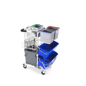 DIT Eco Basic kompakt rengringsvogn med 2 spande, moppeboks, affaldsstativ - F06