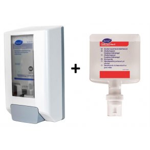 Tilbud - Diversey IntelliCare Dispenser, Manuel, Hvid inkl. 4 x 1,3 L Desinfektionsmiddel